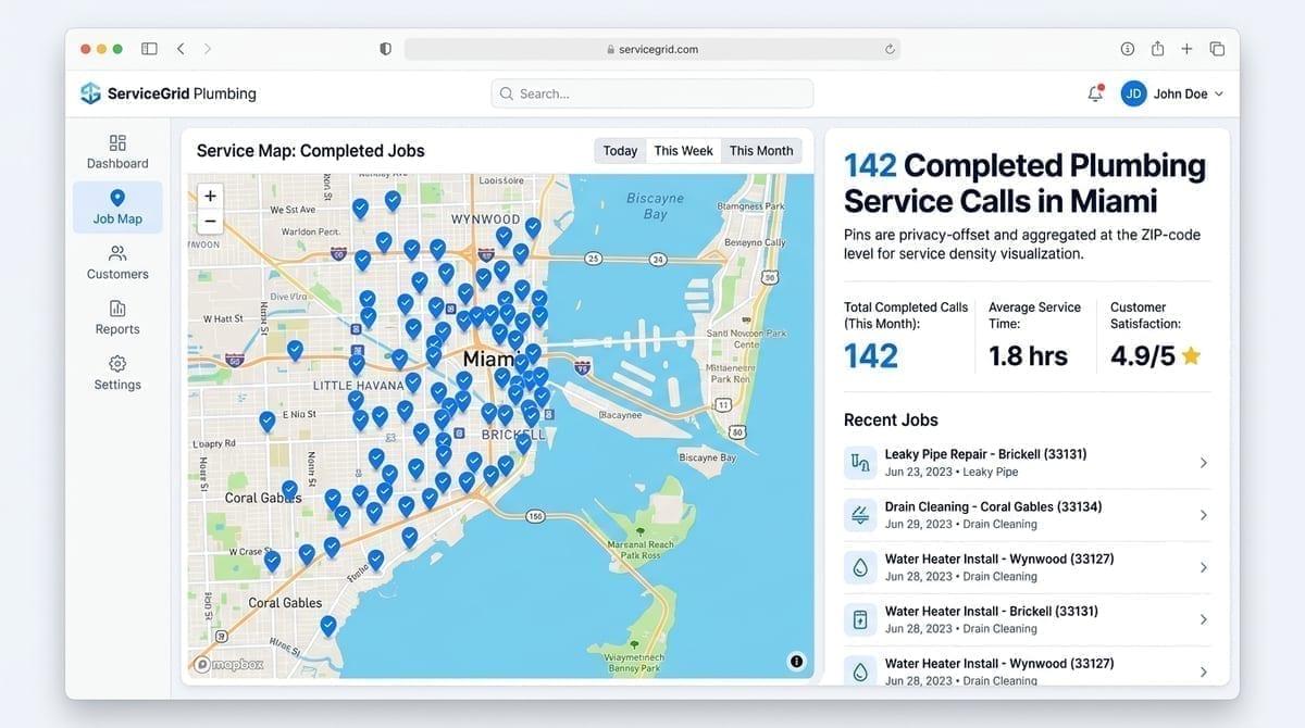 Plumbing job map example